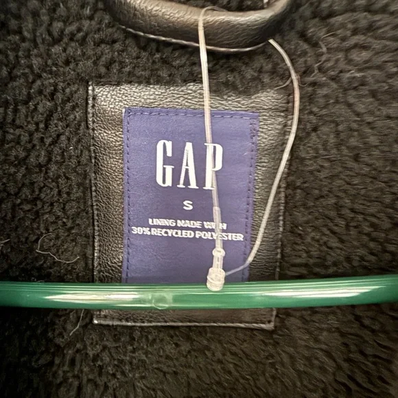 GAP Sherpa Lined Moto Jacket Black - Picture 4 of 7